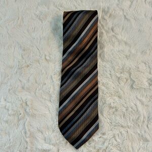 Elegant Striped Tie in Brown and Blue